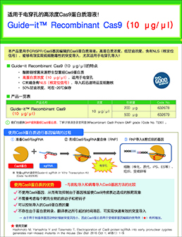 Clontech                      632640           Guide-it Recombinant Cas9 (3 μg/μl)            3 × 100 μg